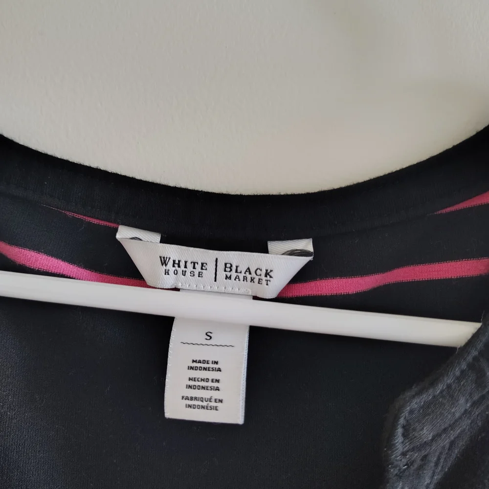 White House Black Market Black Dress with Pink & White Stripes - Picture 2 of 2